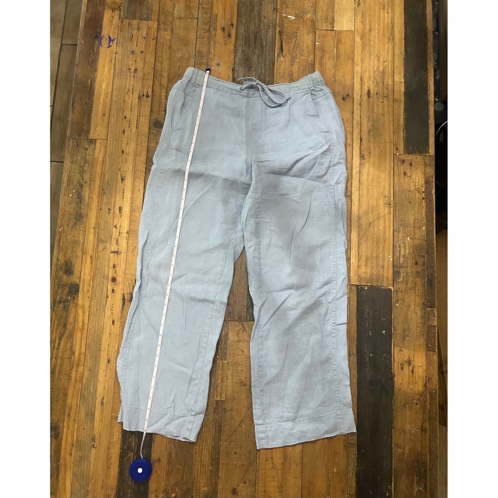 Orvis blue linen beach casual summer drawstring pants with pockets size Small